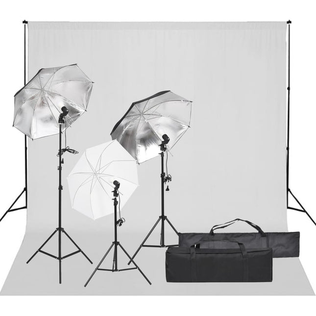 Fotostudioset Met Verlichtingsset En Achtergrond