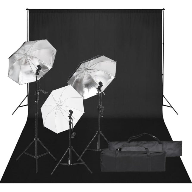 Fotostudioset Met Verlichtingsset En Achtergrond