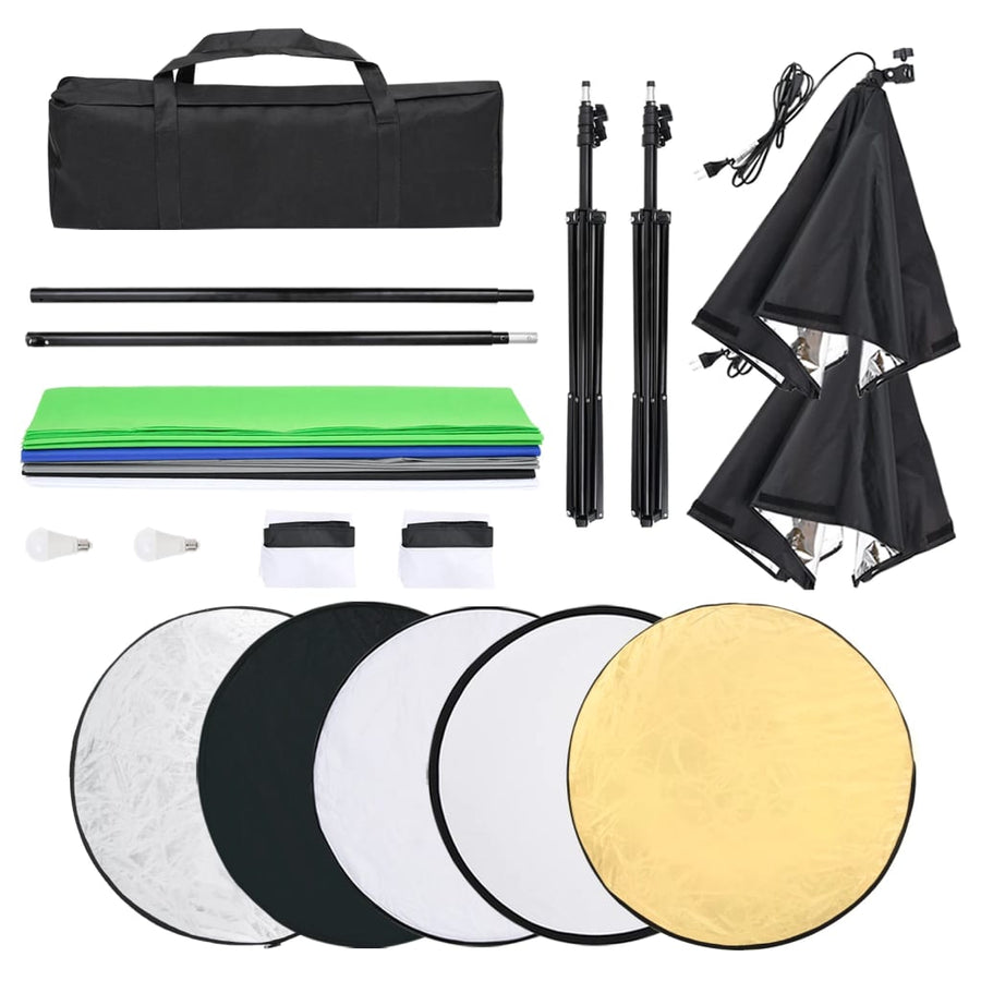 Fotostudioset Met Verlichtingsset, Achtergrond En Reflector