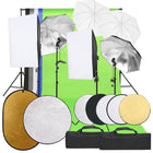 Fotostudioset met verlichting achtergrond reflector