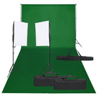 Fotostudioverlichting set met achtergrond groen 600x300 cm
