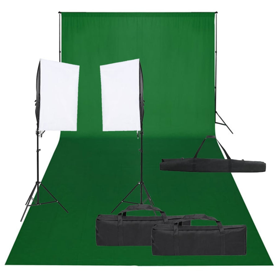 Fotostudioset met verlichtingsset en achtergrond