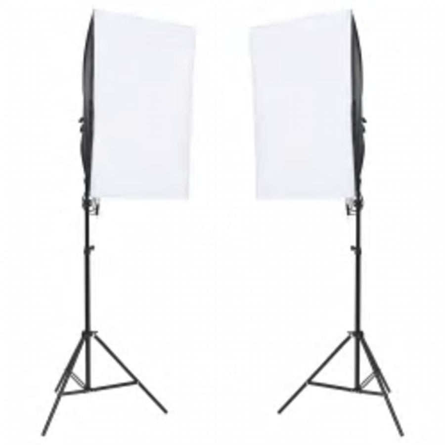 Fotostudioset met verlichtingsset en achtergrond