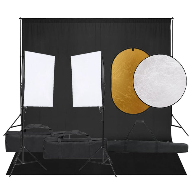 Fotostudioset Met Verlichtingsset, Achtergrond En Reflector