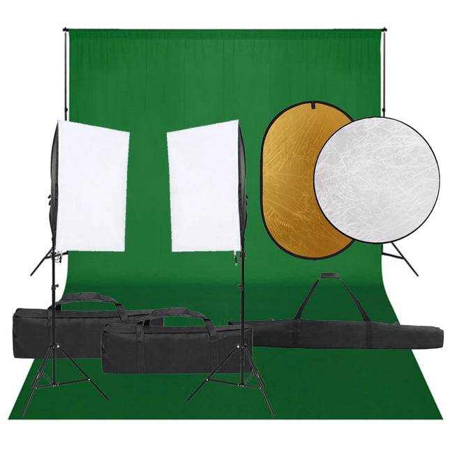 Fotostudioset Met Verlichtingsset, Achtergrond En Reflector Bruineiken