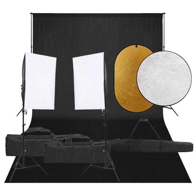 Fotostudioset Met Verlichtingsset, Achtergrond En Reflector