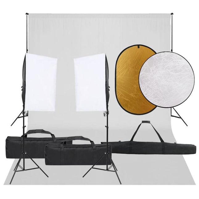 Fotostudioset Met Verlichtingsset, Achtergrond En Reflector