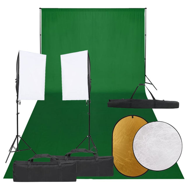 Fotostudioset Met Verlichtingsset, Achtergrond En Reflector