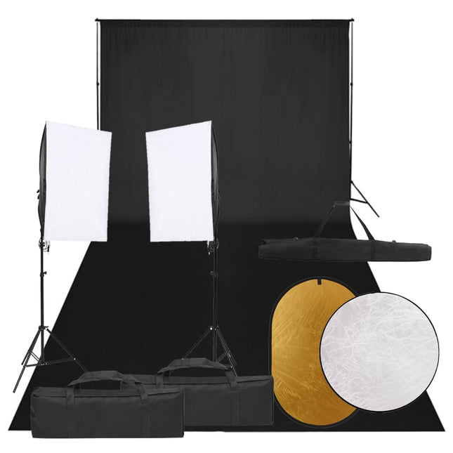 Fotostudioset Met Verlichtingsset, Achtergrond En Reflector