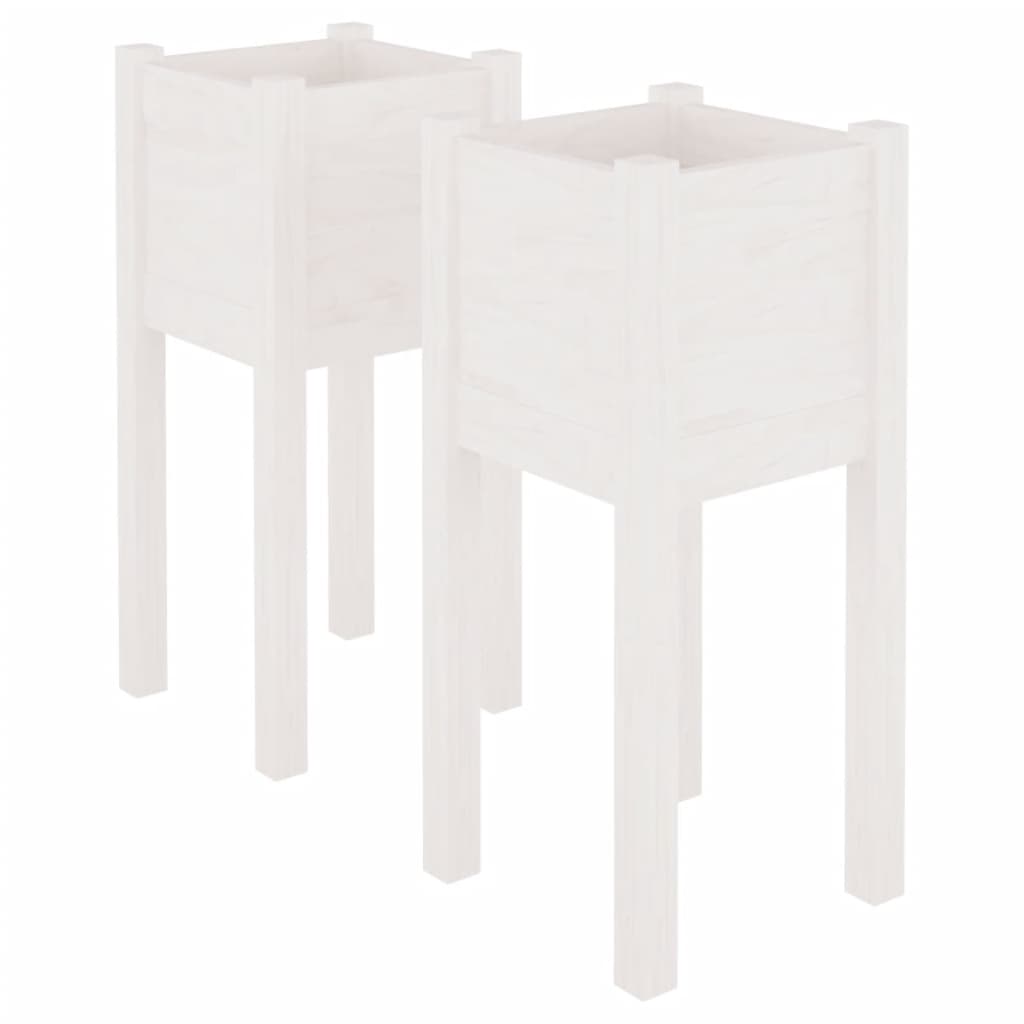 Plantenbakken 3X3X70 Cm Massief Grenenhout 2 1 Wit