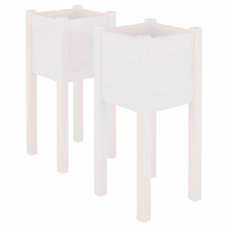 Plantenbakken 3X3X70 Cm Massief Grenenhout 2 1 Wit