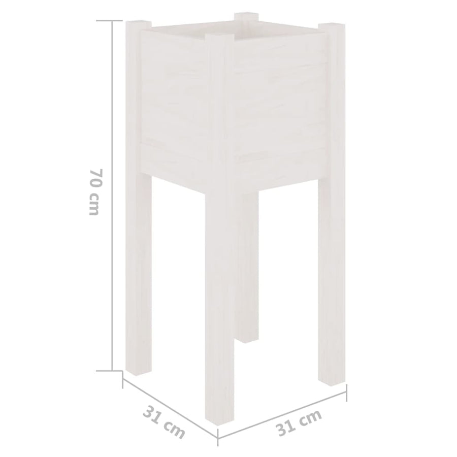 Plantenbakken 3X3X70 Cm Massief Grenenhout 2 1 Wit