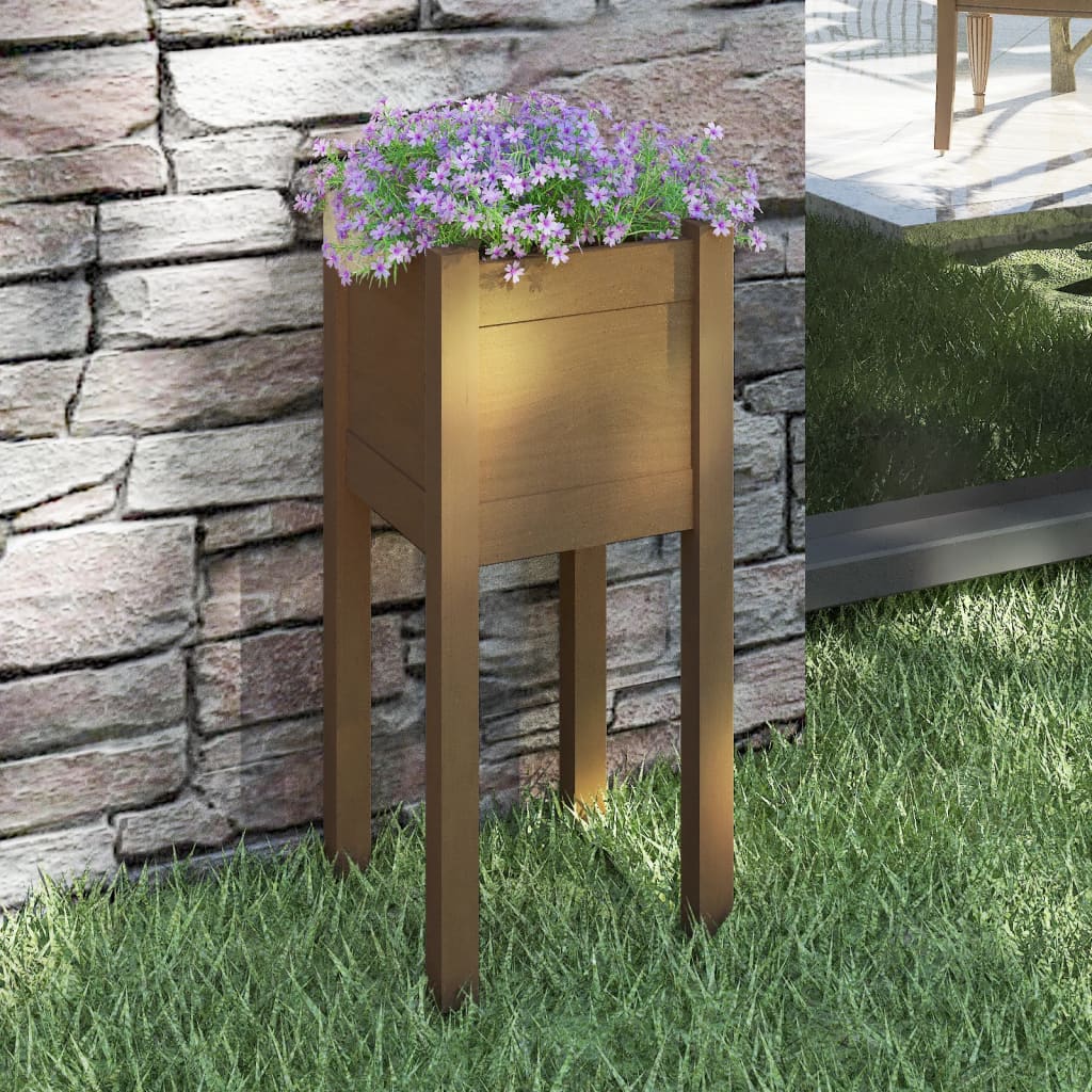 Plantenbak 3X3X70 Cm Massief Grenenhout 1 Honingbruin