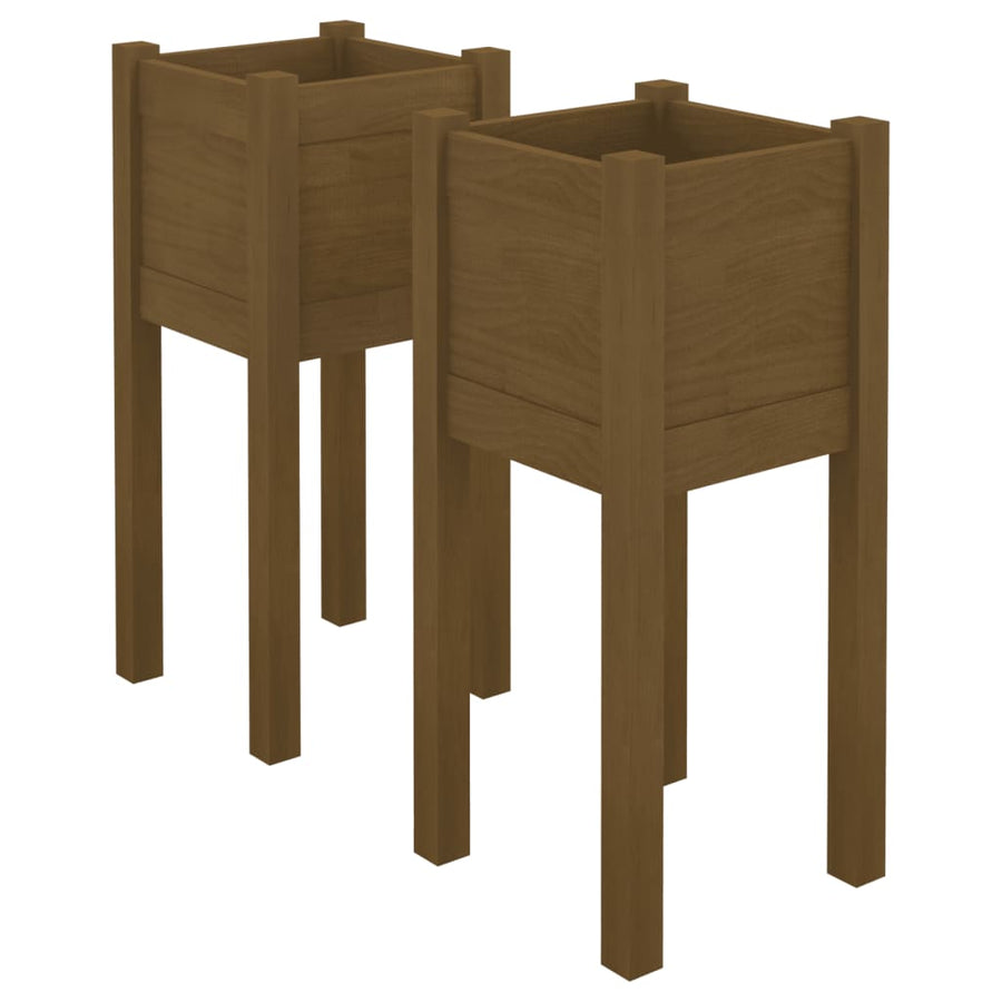 Plantenbakken 3X3X70 Cm Massief Grenenhout 2 1 Honingbruin