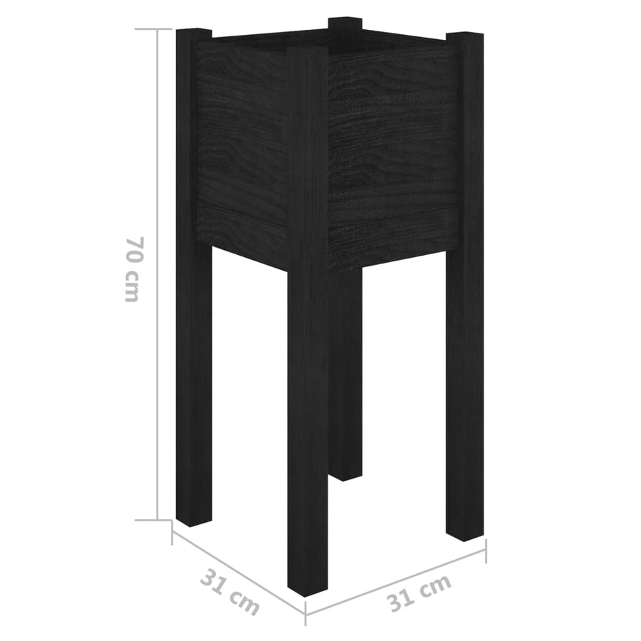 Plantenbak 3X3X70 Cm Massief Grenenhout 1 Zwart