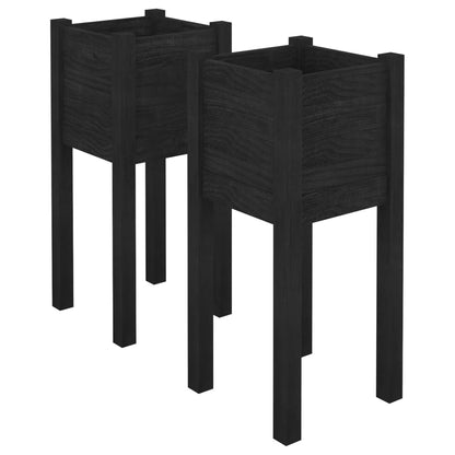 Plantenbakken 3X3X70 Cm Massief Grenenhout 2 1 Zwart