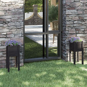 Plantenbak massief grenenhout 31x31x70 cm zwart 2 st