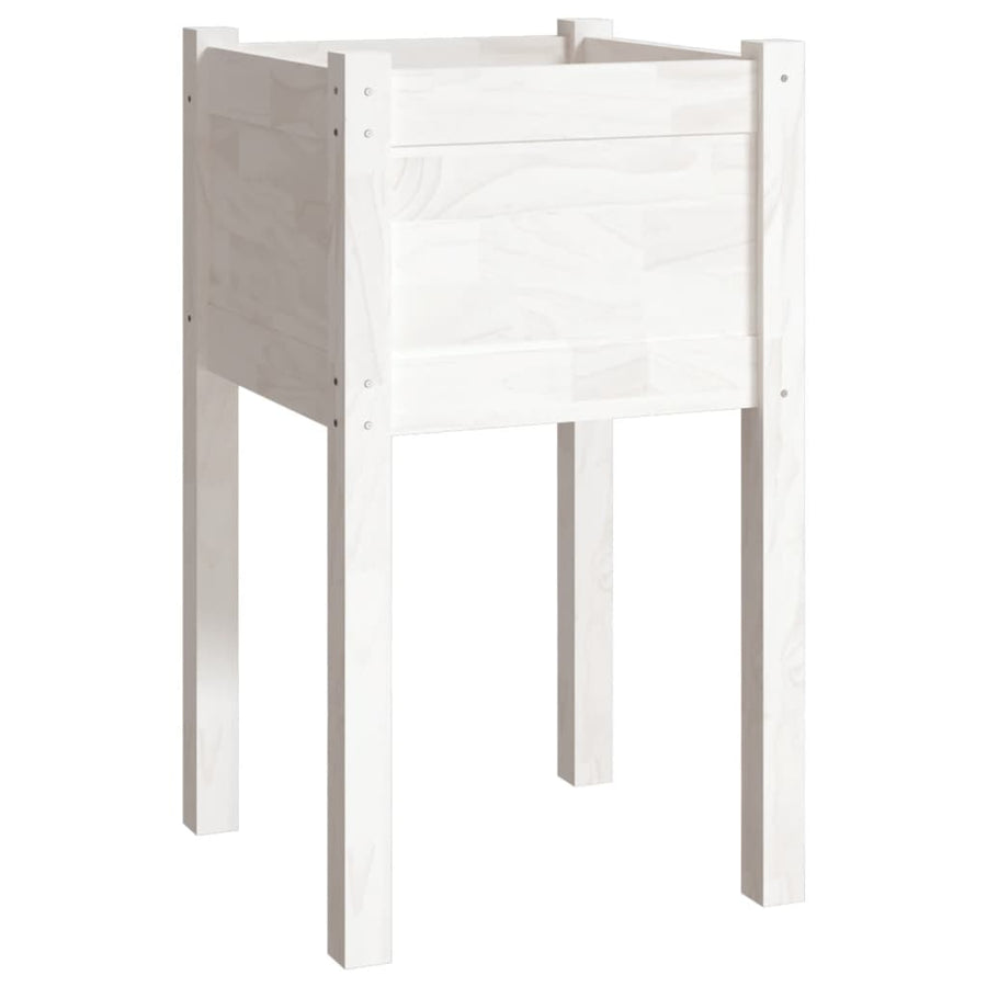 Plantenbak 40X40X70 Cm Massief Grenenhout 1 Wit