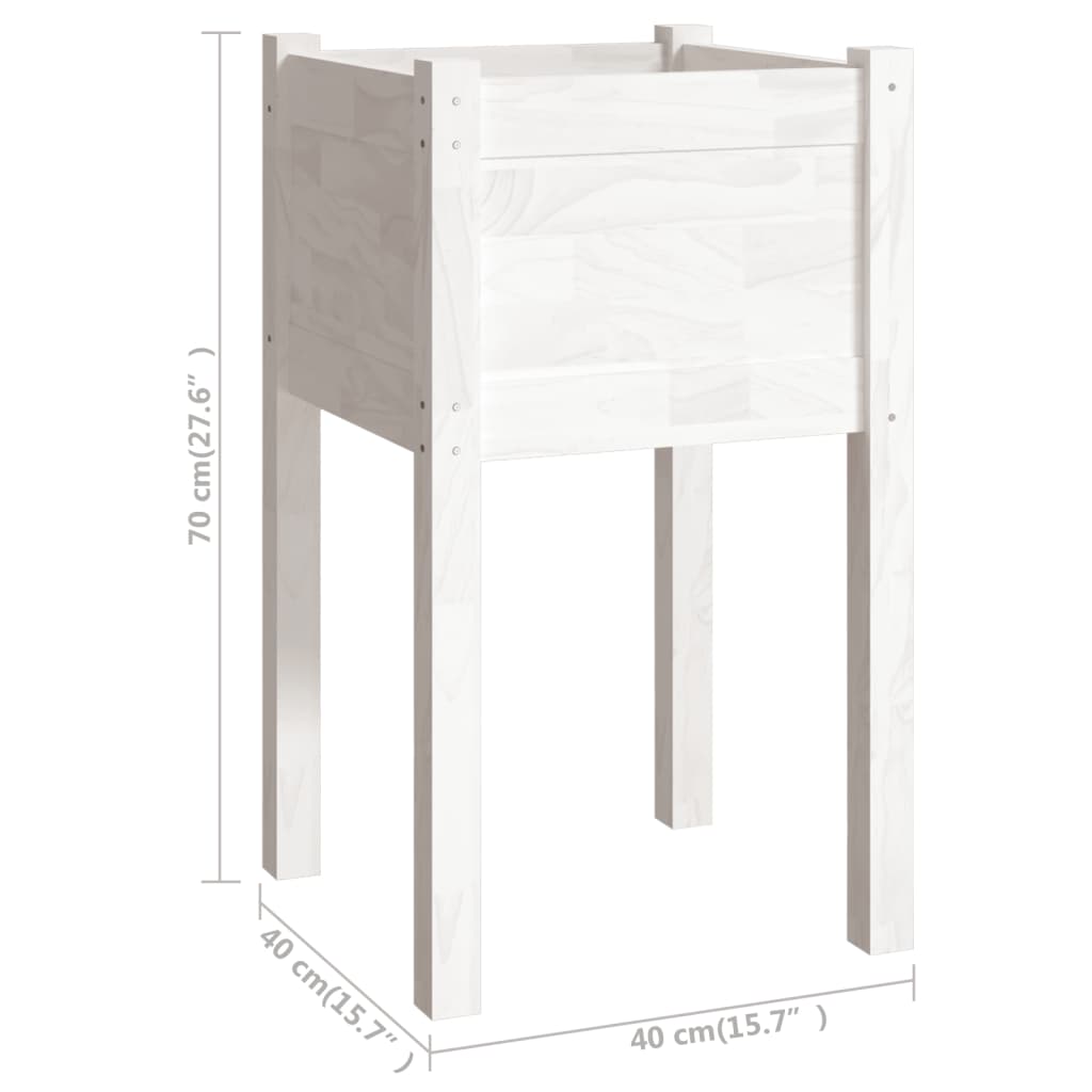 Plantenbak 40X40X70 Cm Massief Grenenhout 1 Wit