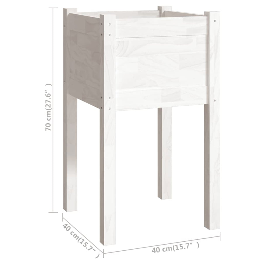 Plantenbak 40X40X70 Cm Massief Grenenhout 1 Wit