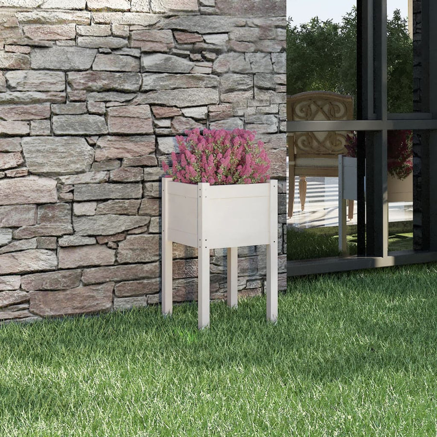 Plantenbak 40X40X70 Cm Massief Grenenhout 1 Wit
