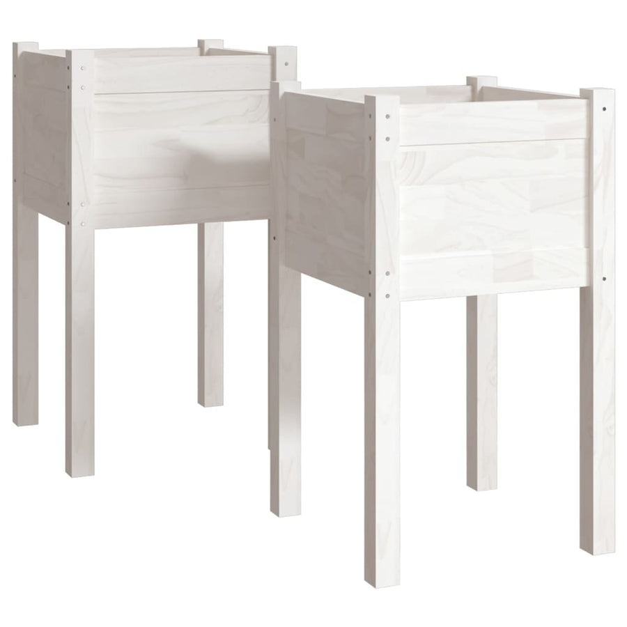 Plantenbakken 40X40X70 Cm Massief Grenenhout 2 1 Wit