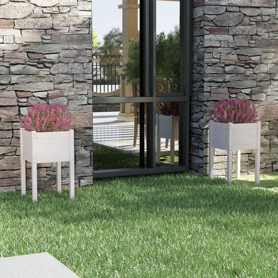 Plantenbakken 40X40X70 Cm Massief Grenenhout 2 1 Wit