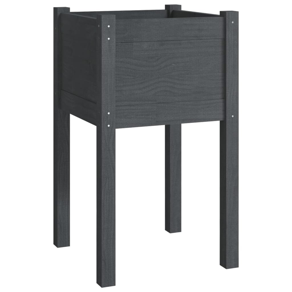 Plantenbak 40X40X70 Cm Massief Grenenhout 1 Grijs