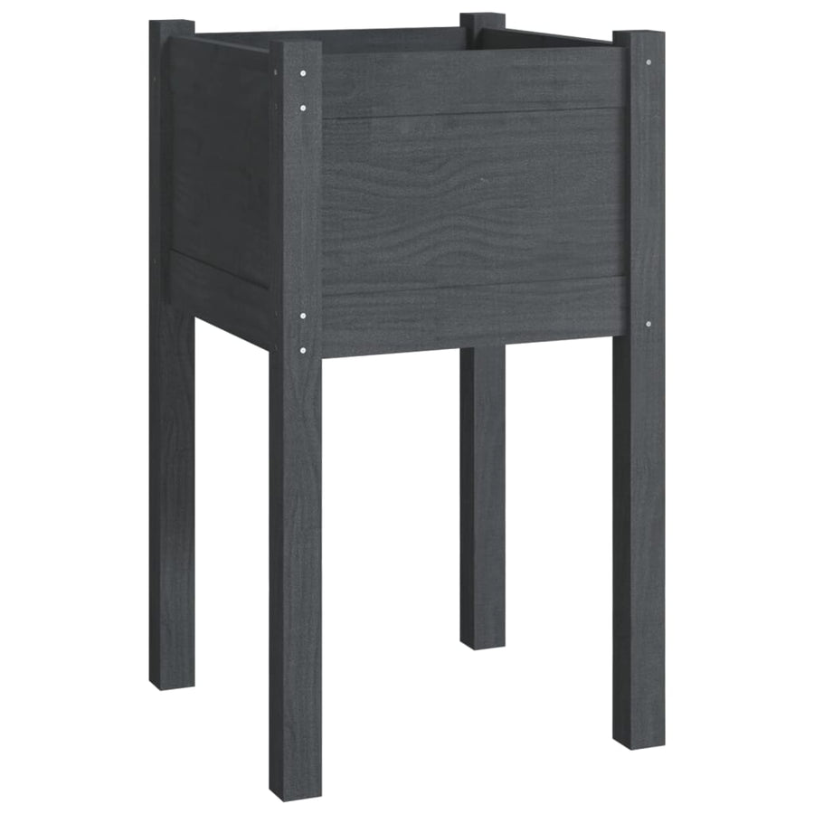 Plantenbak 40X40X70 Cm Massief Grenenhout 1 Grijs