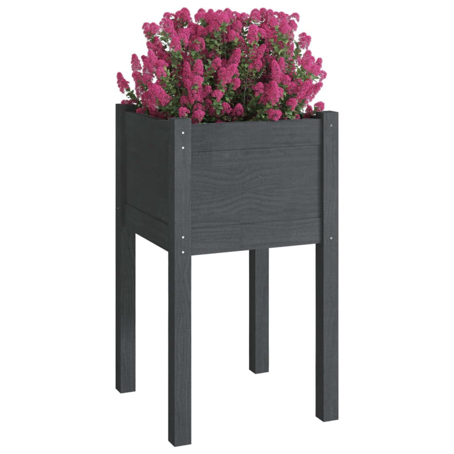 Plantenbak 40X40X70 Cm Massief Grenenhout 1 Grijs