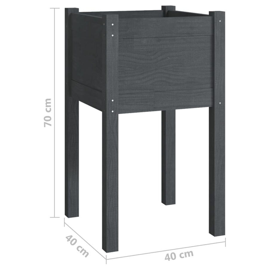 Plantenbak 40X40X70 Cm Massief Grenenhout 1 Grijs