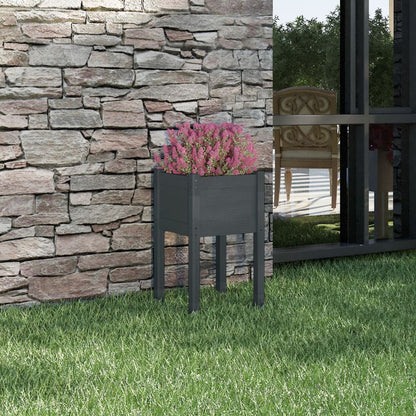 Plantenbak 40X40X70 Cm Massief Grenenhout 1 Grijs