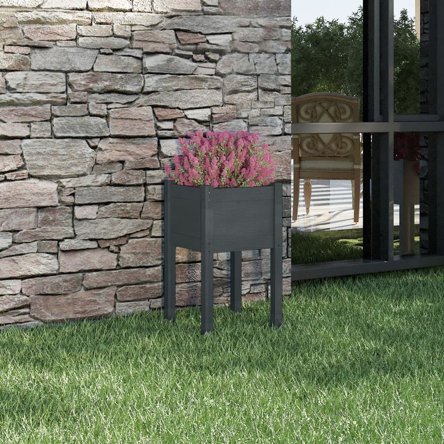 Plantenbak 40X40X70 Cm Massief Grenenhout 1 Grijs