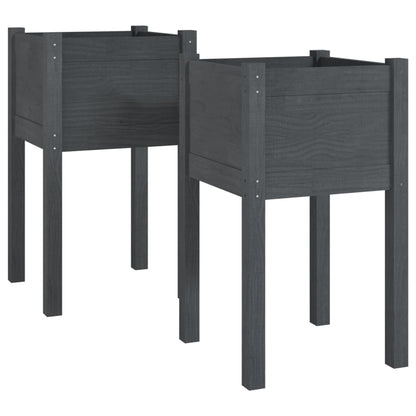 Plantenbakken 40X40X70 Cm Massief Grenenhout 2 1 Grijs