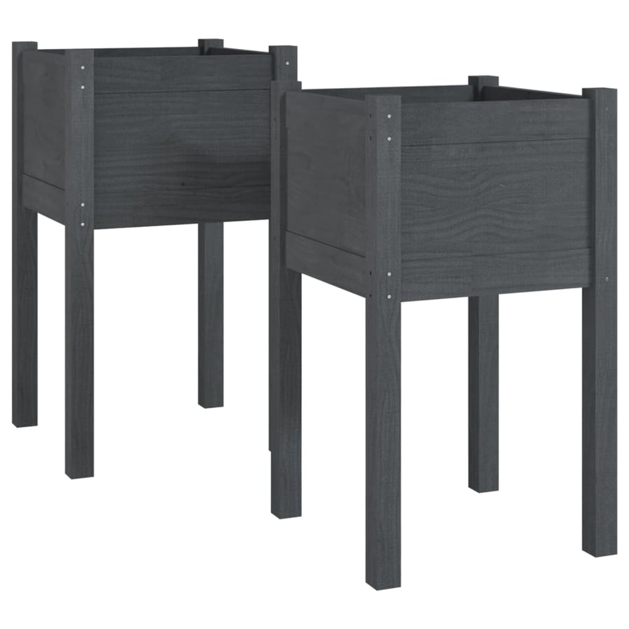 Plantenbakken 40X40X70 Cm Massief Grenenhout 2 1 Grijs