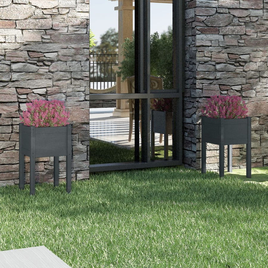 Plantenbakken 40X40X70 Cm Massief Grenenhout 2 1 Grijs