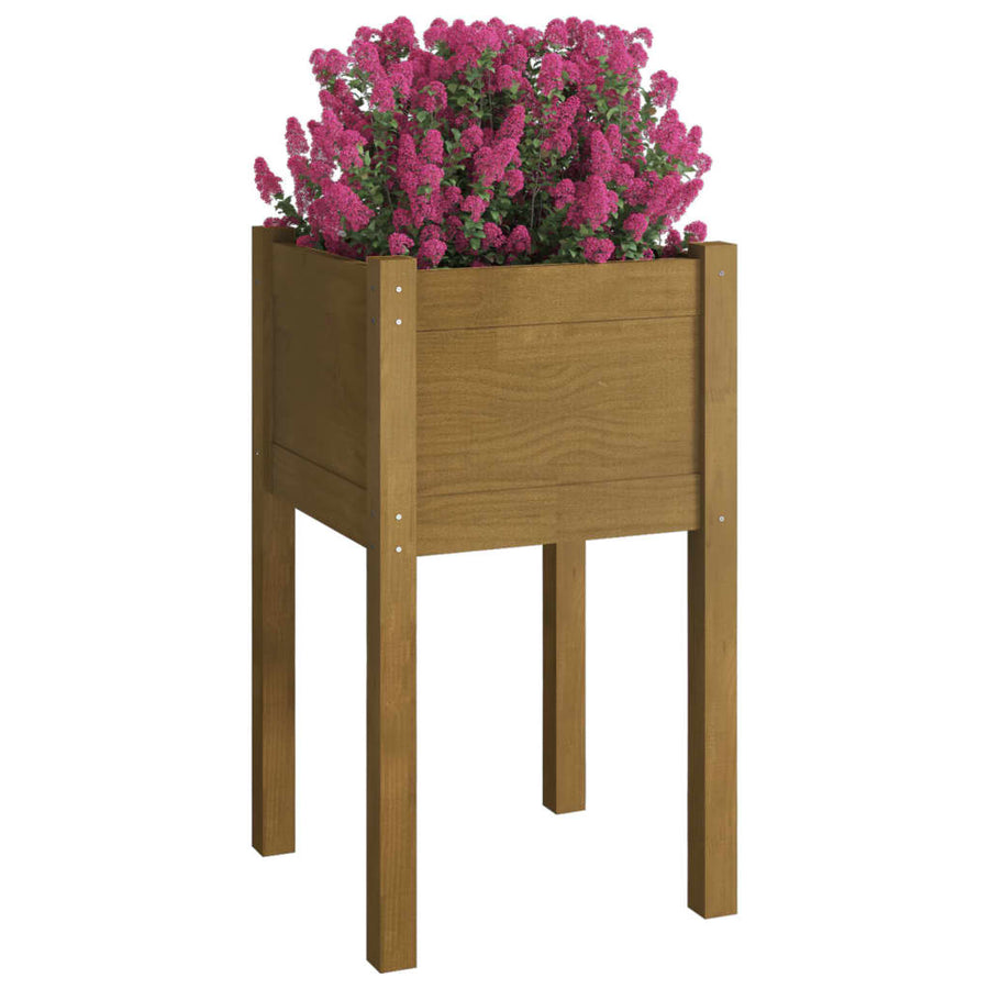 Plantenbak 40X40X70 Cm Massief Grenenhout 1 Honingbruin