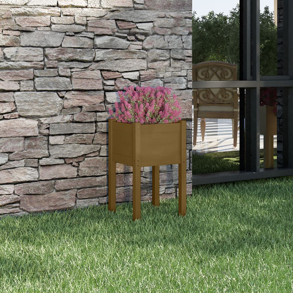 Plantenbak 40X40X70 Cm Massief Grenenhout 1 Honingbruin