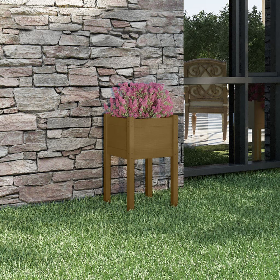 Plantenbak 40X40X70 Cm Massief Grenenhout 1 Honingbruin
