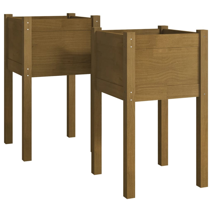 Plantenbakken 40X40X70 Cm Massief Grenenhout 2 1 Honingbruin