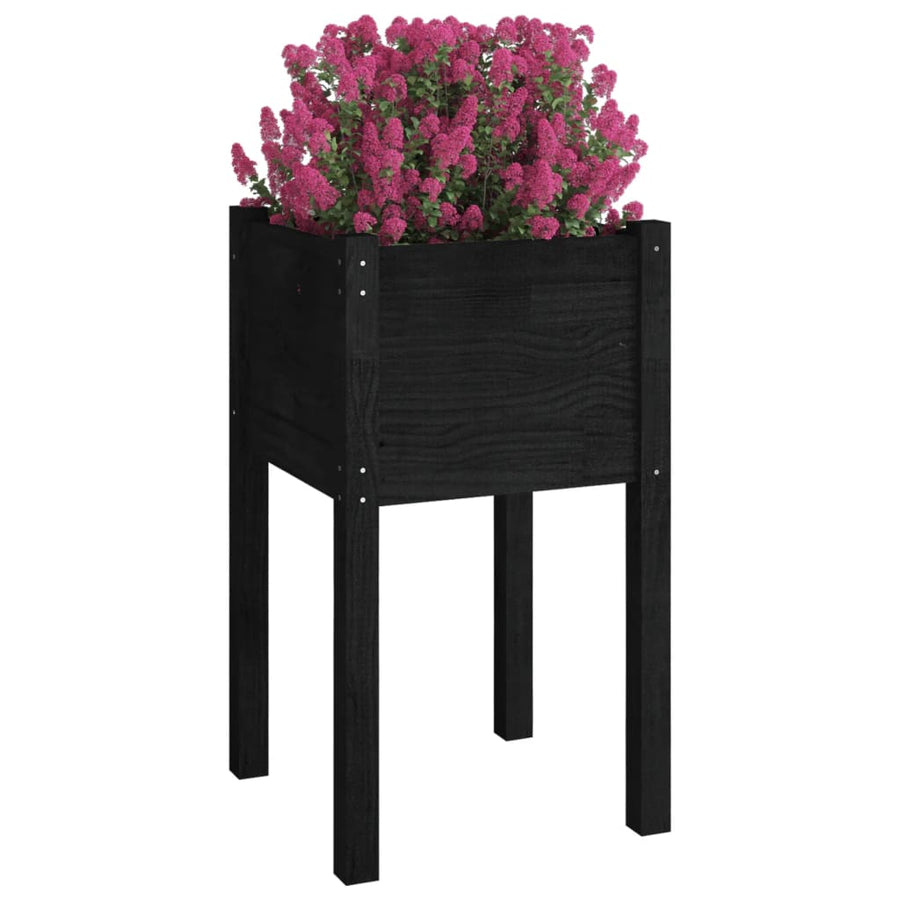 Plantenbak 40X40X70 Cm Massief Grenenhout 1 Zwart