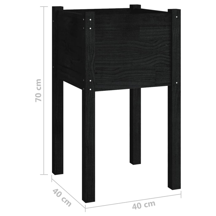 Plantenbak 40X40X70 Cm Massief Grenenhout 1 Zwart