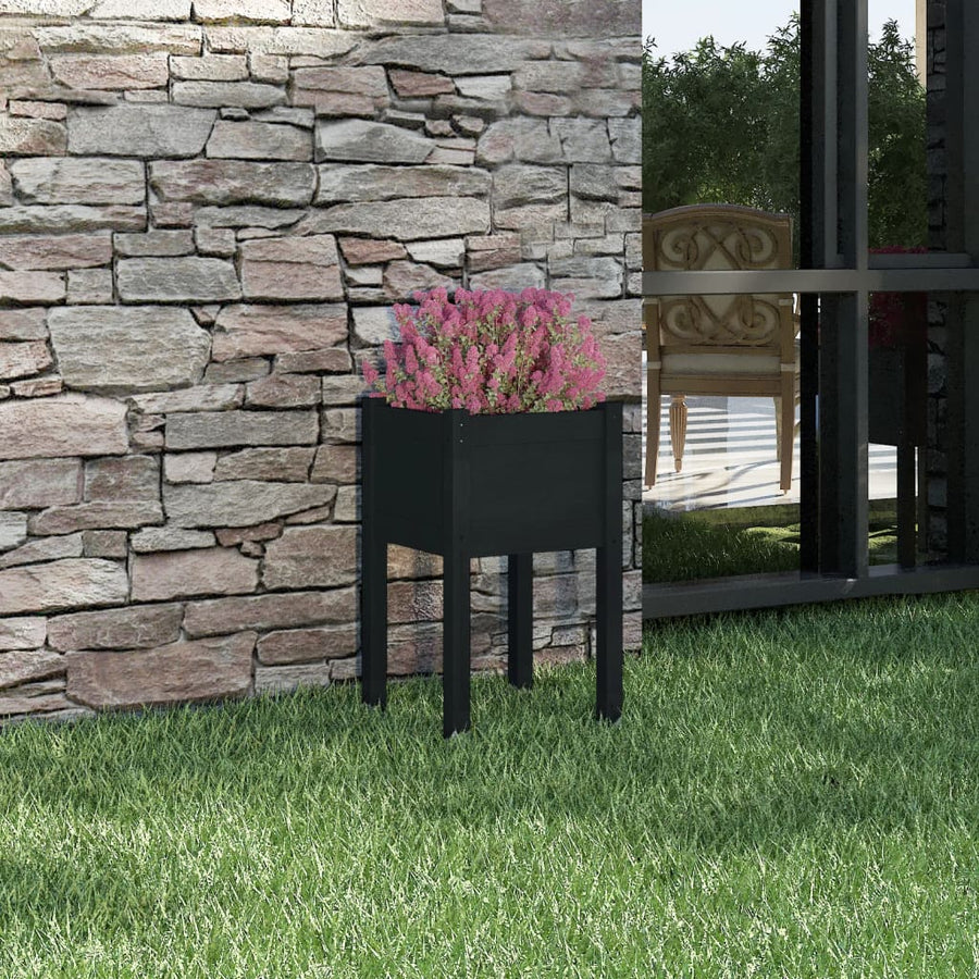 Plantenbak 40X40X70 Cm Massief Grenenhout 1 Zwart