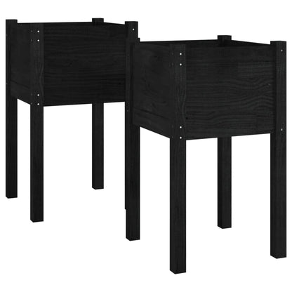 Plantenbakken 40X40X70 Cm Massief Grenenhout 2 1 Zwart