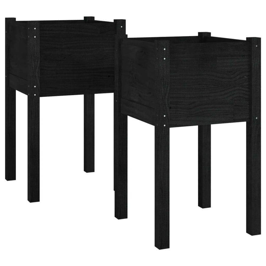 Plantenbakken 40X40X70 Cm Massief Grenenhout 2 1 Zwart