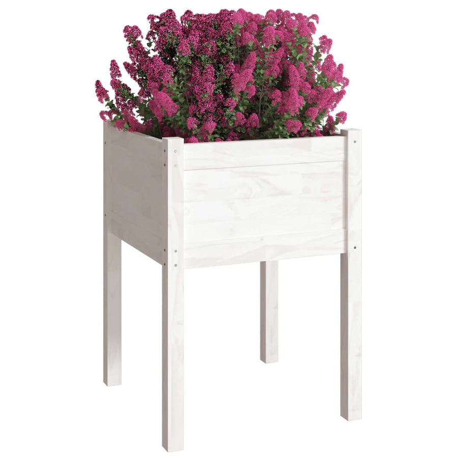 Plantenbak 50X50X70 Cm Massief Grenenhout 1 Wit