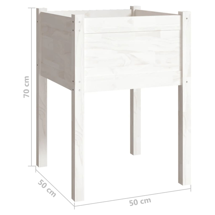 Plantenbak 50X50X70 Cm Massief Grenenhout 1 Wit