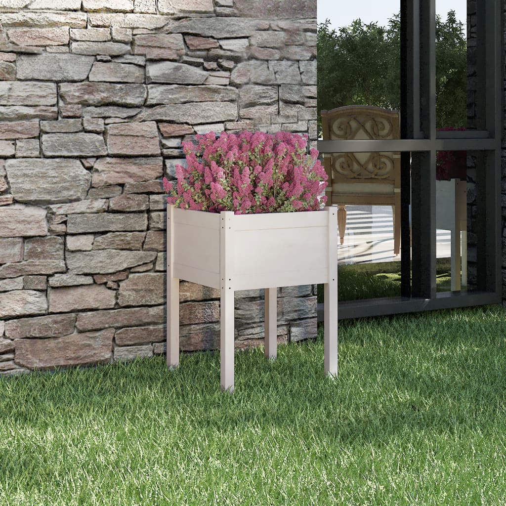 Plantenbak 50X50X70 Cm Massief Grenenhout 1 Wit