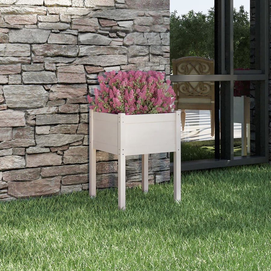 Plantenbak 50X50X70 Cm Massief Grenenhout 1 Wit