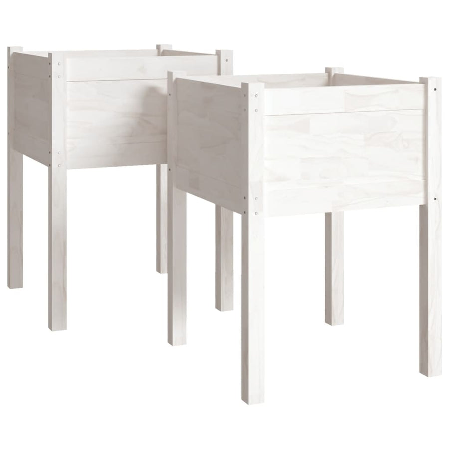 Plantenbakken 50X50X70 Cm Massief Grenenhout 2 1 Wit